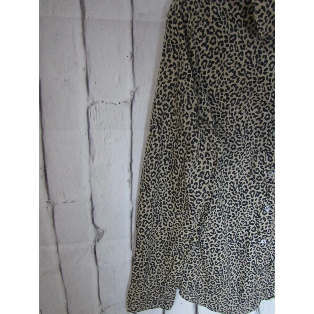 J. Crew Women Blouse Medium Brown Leopard Collared Button Front Casual Fall 2020 - Picture 4 of 5